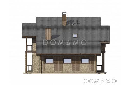 Проект дома с двумя балконами на мансардном этаже / Фасад 3