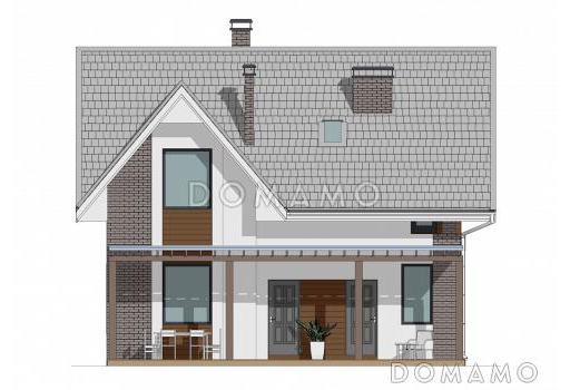 Проект дома с мансардой, балконом, террасой и сауной / Фасад 4