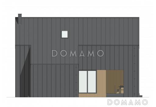 Проект двухэтажного дома из газобетона в стиле барнхаус с панорамными окнами в гостиной / Фасад 4