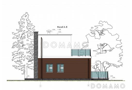 Проект компактного дома с тремя спальнями и открытыми террасами на обоих этажах / Фасад 3