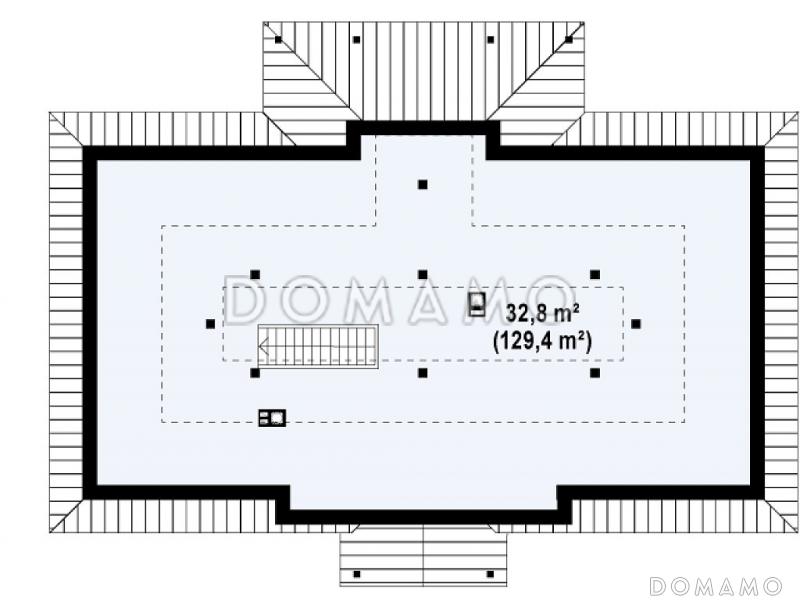 Проект комфортного одноэтажного дома из газобетона с тремя спальнями, просторной гостиной и с возможностью обустройства мансардного этажа / План мансардного этажа