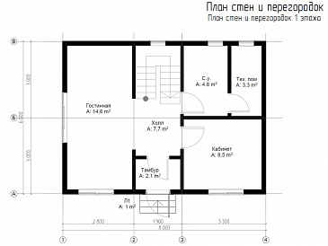 Каркасный дом "Моррис" / План 1 этажа Каркасный дом "Моррис" / План 1 этажа