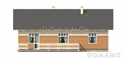 Проект небольшого одноэтажного дома с отделкой клинкером и двумя спальнями / Вариант со стандартными окнами.