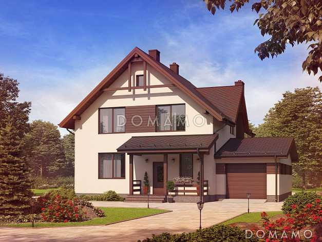 Проект двухэтажного газобетонного дома c пристроенным гаражом и котельной Проект двухэтажного газобетонного дома c пристроенным гаражом и котельной