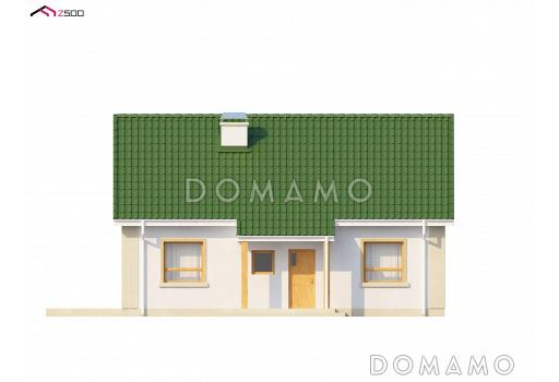 Проект компактного одноэтажного дома из газобетона с двумя спальнями, с возможностью обустроить мансарду / Фасад 4