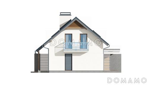 Проект одноэтажного мансардного дома из кирпича с отдельными входами для двух семей / Фасад 4