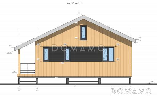 Проект каркасного дома со спальней наверху и вторым светом / Фасад 2 Проект каркасного дома со спальней наверху и вторым светом / Фасад 2