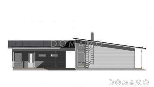 Проект современного каркасного дома с односкатной крышей / Фасад 2