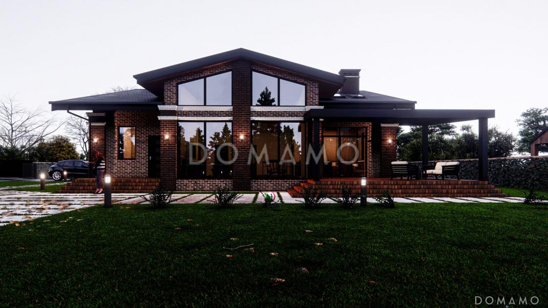 Проект дома из газобетона с мансардным этажом, верандой и 3 спальнями / 1