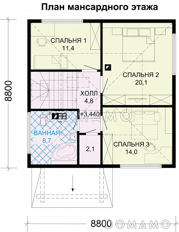 Проект дома из профилированного бруса / План мансардного этажа Проект дома из профилированного бруса / План мансардного этажа