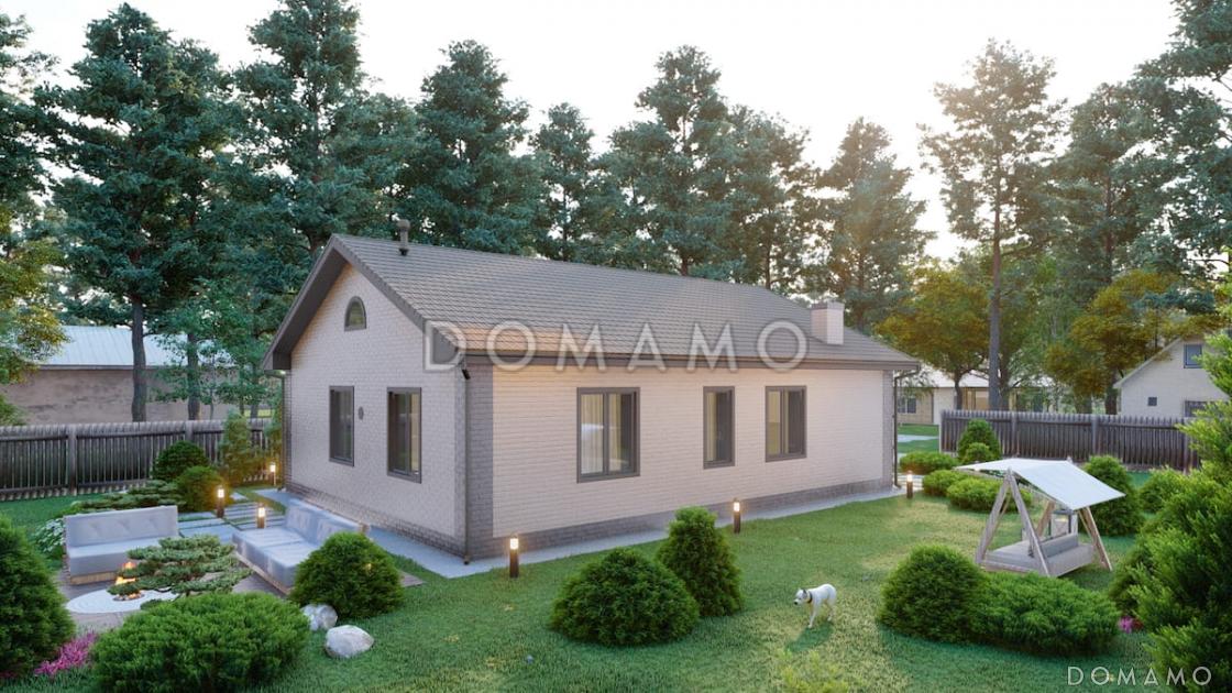 Проект компактного одноэтажного дома из газобетона с 3 спальнями, котельной и постирочной / 3