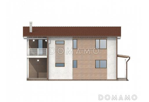 Проект каркасного дома с односкатной крышей / Фасад 1 Проект каркасного дома с односкатной крышей / Фасад 1