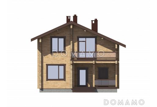Проект дома из бруса с 4 спальнями и кабинетом с балконом / Фасад 1