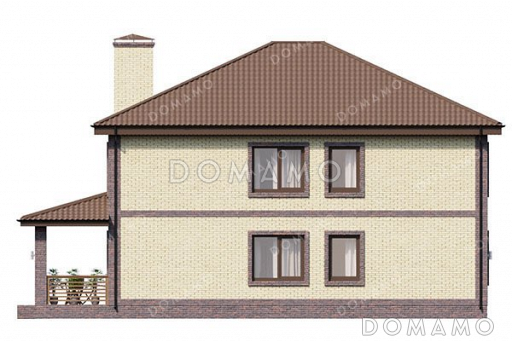 Проект дома с пятью спальнями и террасой / Фасад 2