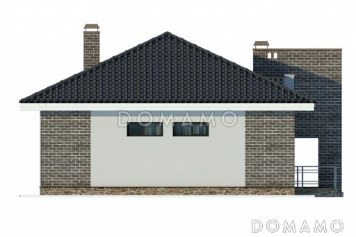 Проект одноэтажного дома с облицовкой кирпичом, двумя спальнями и кладовой / Фасад 4