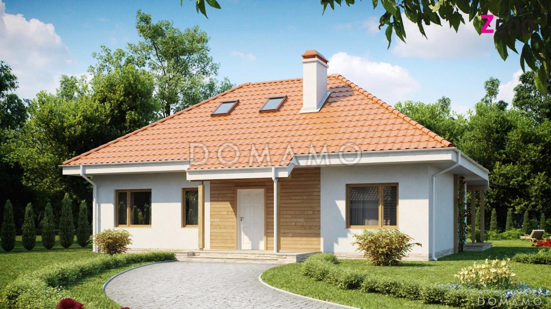 Проект одноэтажного дома из кирпича со свободной планировкой на мансардном этаже / 2