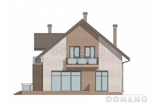 Проект компактного двухэтажного дома с 3 балконами и мансардой / Фасад 3