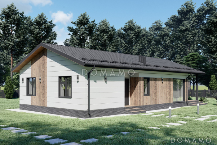 Проект одноэтажного дома для узких участков S-94