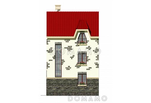 Проект необычного таунхауса с эркером и кукушками на крыше / Фасад 2