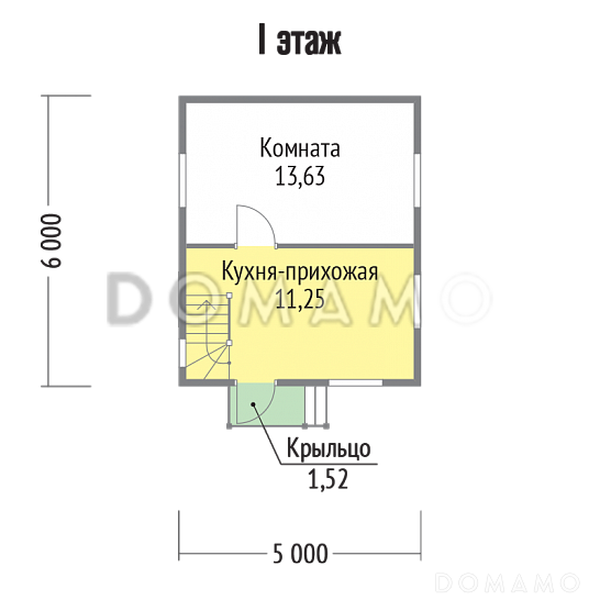 Проект классического дома с крыльцом / План 1 этажа Проект классического дома с крыльцом / План 1 этажа
