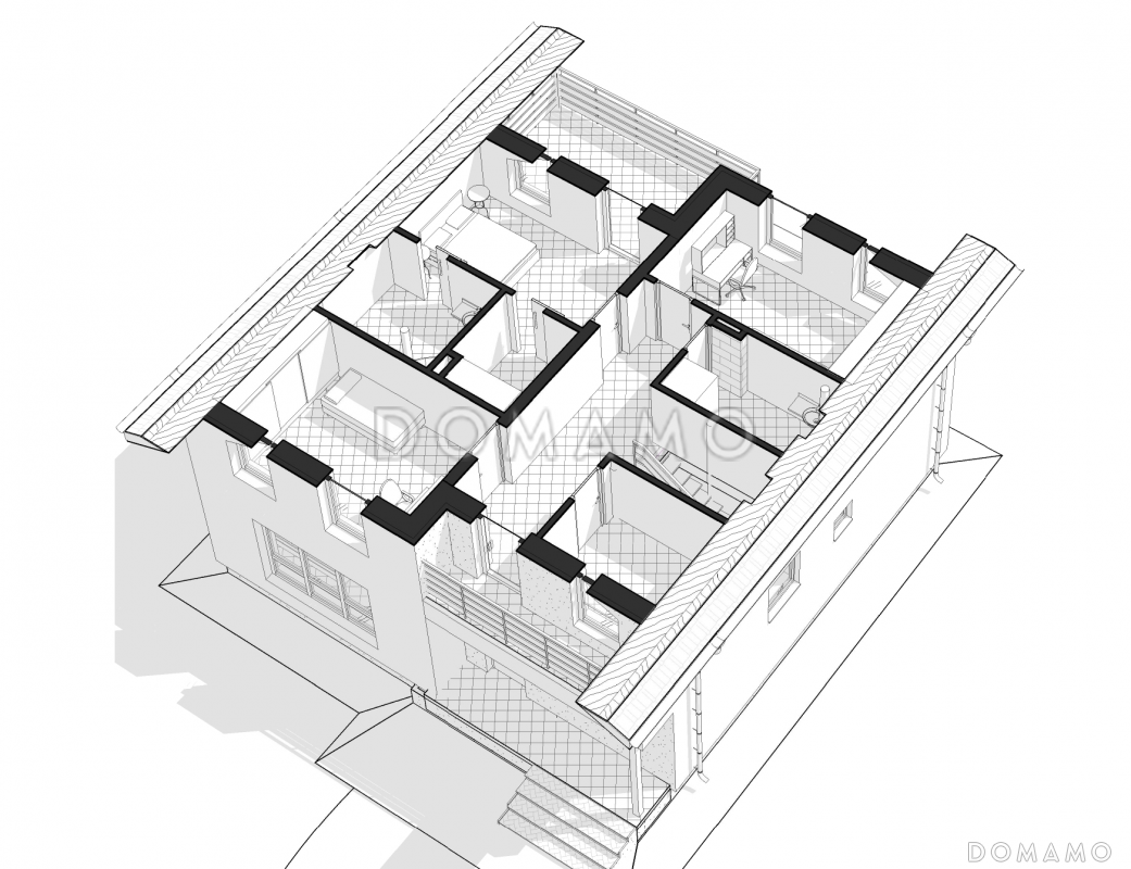 Проект дома с застекленной террасой, большой гардеробной на мансардном этаже и балконами / 5