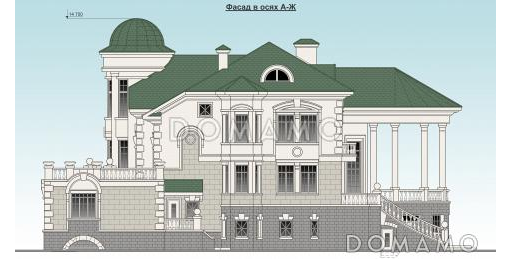 Проект жилого дома с небольшим бассейном на цокольном этаже / Фасад 4