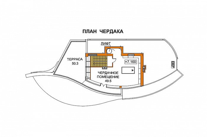 Проект дома современного дома с лифтом / План 3 этажа