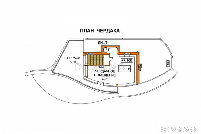 Проект дома современного дома с лифтом / План 3 этажа Проект дома современного дома с лифтом / План 3 этажа
