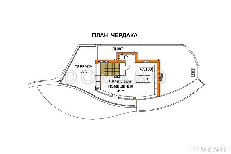 Проект дома современного дома с лифтом / План 3 этажа