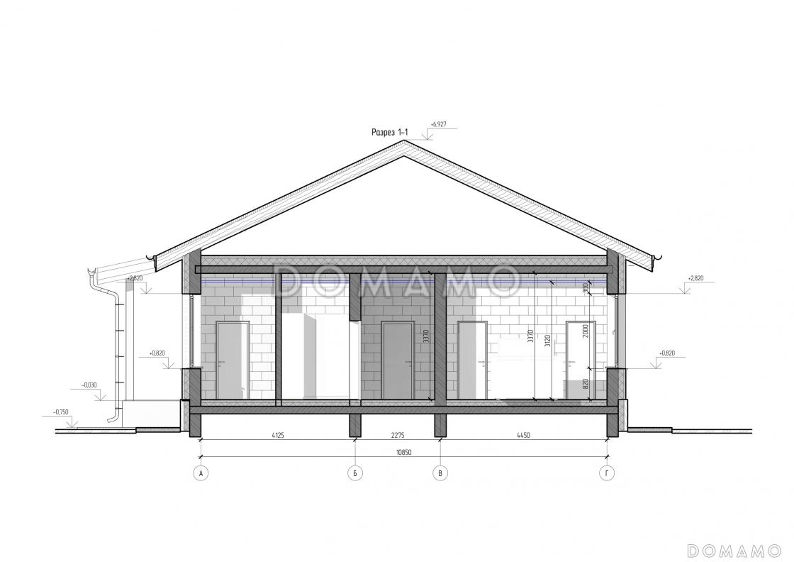 Проект одноэтажного дома с большим навесом для автомобилей, мастер-спальней и широкой террасой / 5