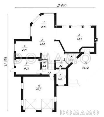 Проект дома 2 этажа с мансардой / План 1 этажа