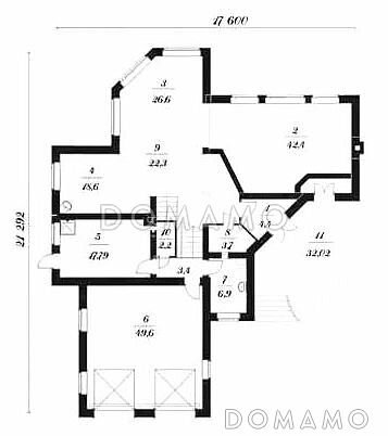 Проект дома 2 этажа с мансардой / План 1 этажа