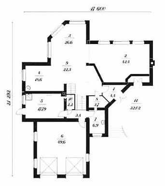 Проект дома 2 этажа с мансардой / План 1 этажа
