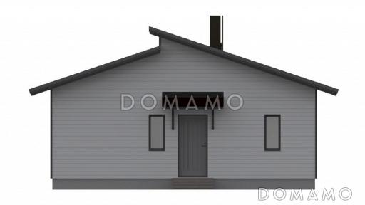 Проект одноэтажного каркасного дома с гостиной совмещенной с кухней / Фасад 2