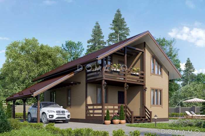 Проект стильного каркасного дома с балконом Проект стильного каркасного дома с балконом