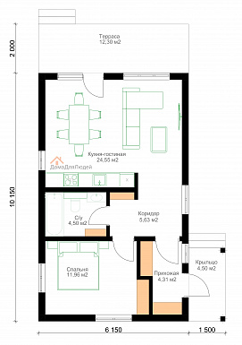 Каркасный дом КВАНТ_1 / План 1 этажа