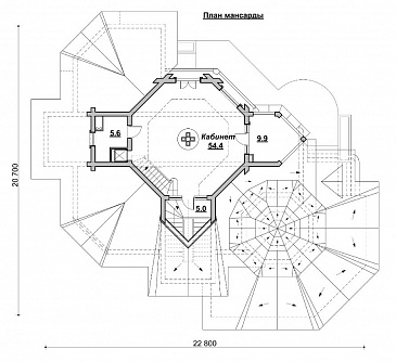 Коттедж с причудливыми башенками / План мансардного этажа Коттедж с причудливыми башенками / План мансардного этажа
