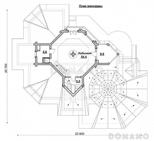 Коттедж с причудливыми башенками / План мансардного этажа Коттедж с причудливыми башенками / План мансардного этажа