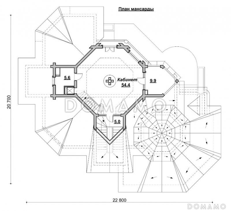 Коттедж с причудливыми башенками / План мансардного этажа