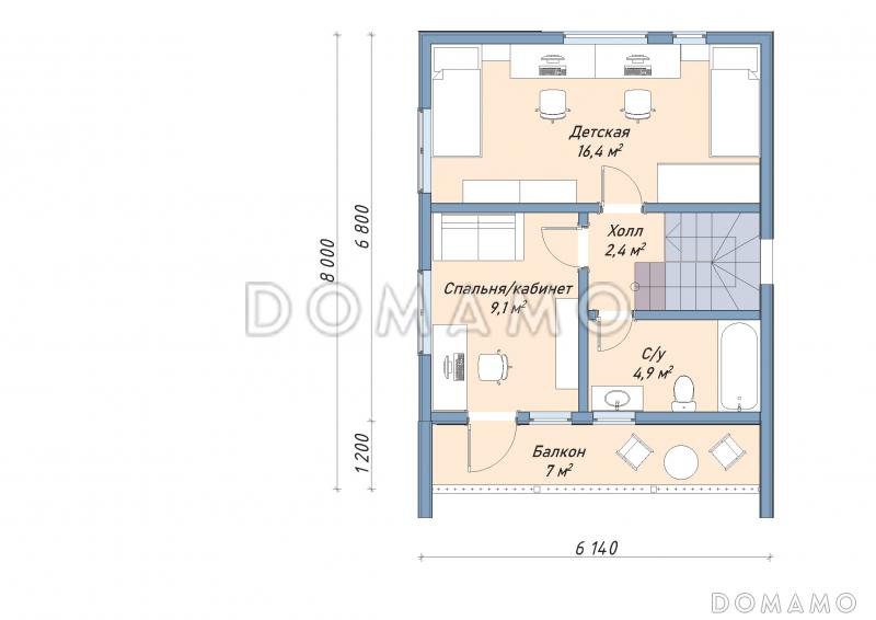 Каркасный дом "Вингард" / План 2 этажа