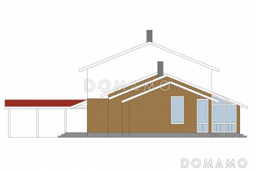 Проект дома из газобетона с небольшой мансардой / Фасад 2