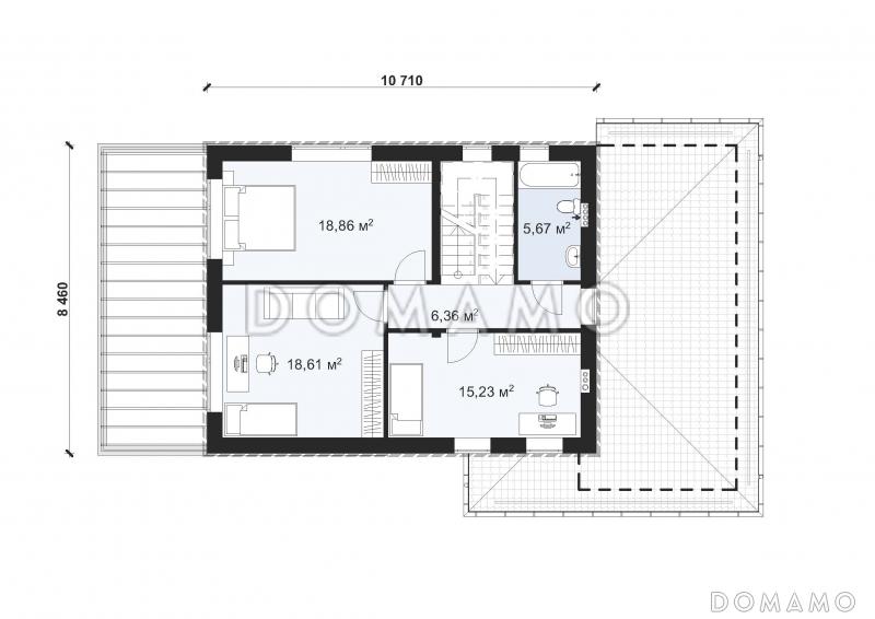 Проект современного двухэтажного коттеджа с 4 спальнями S-166 / План 2 этажа