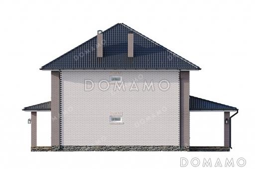 Проект двухэтажного дома с пятью комнатами и совмещенной кухней-гостиной / Фасад 4