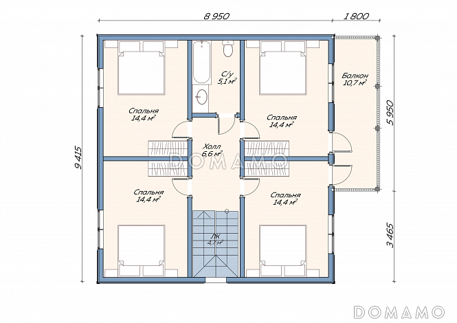 Каркасный дом "Шале" / План 2 этажа