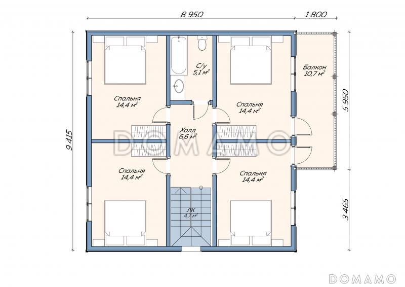 Каркасный дом "Шале" / План 2 этажа