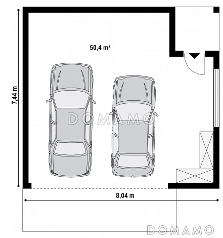 Проект гаража из газобетона для двух автомобилей  / План 1 этажа Проект гаража из газобетона для двух автомобилей  / План 1 этажа