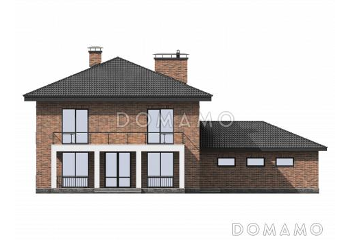 Проект кирпичного двухэтажного особняка с двойным гаражом / Фасад 4