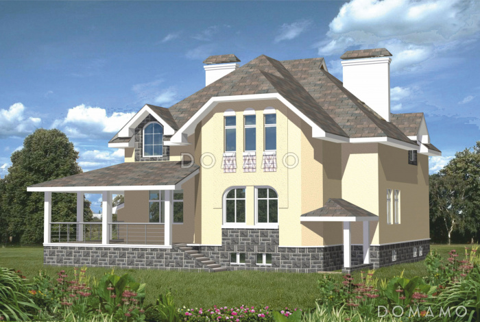 Проект коттеджа с встроенным гаражом Проект коттеджа с встроенным гаражом