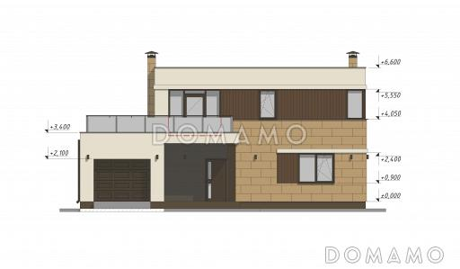 Проект небольшого дома в стиле хай-тек с гаражом S-137 / Фасад 1