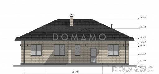 Проект одноэтажного дома с тремя спальнями S-104 / Фасад 2